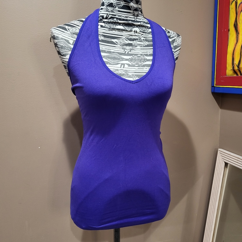 BCBGMaxAzaria Cobalt Blue Halter Tank Top with Built in Bra